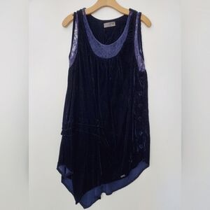 Silk Blend Blue Velvet 20s Flapper Style Dress